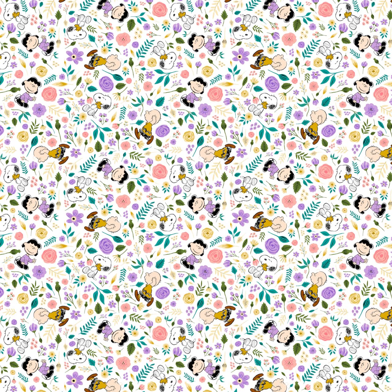 Peanuts&#xAE; &#x26; Flowers Multicolor Cotton Fabric